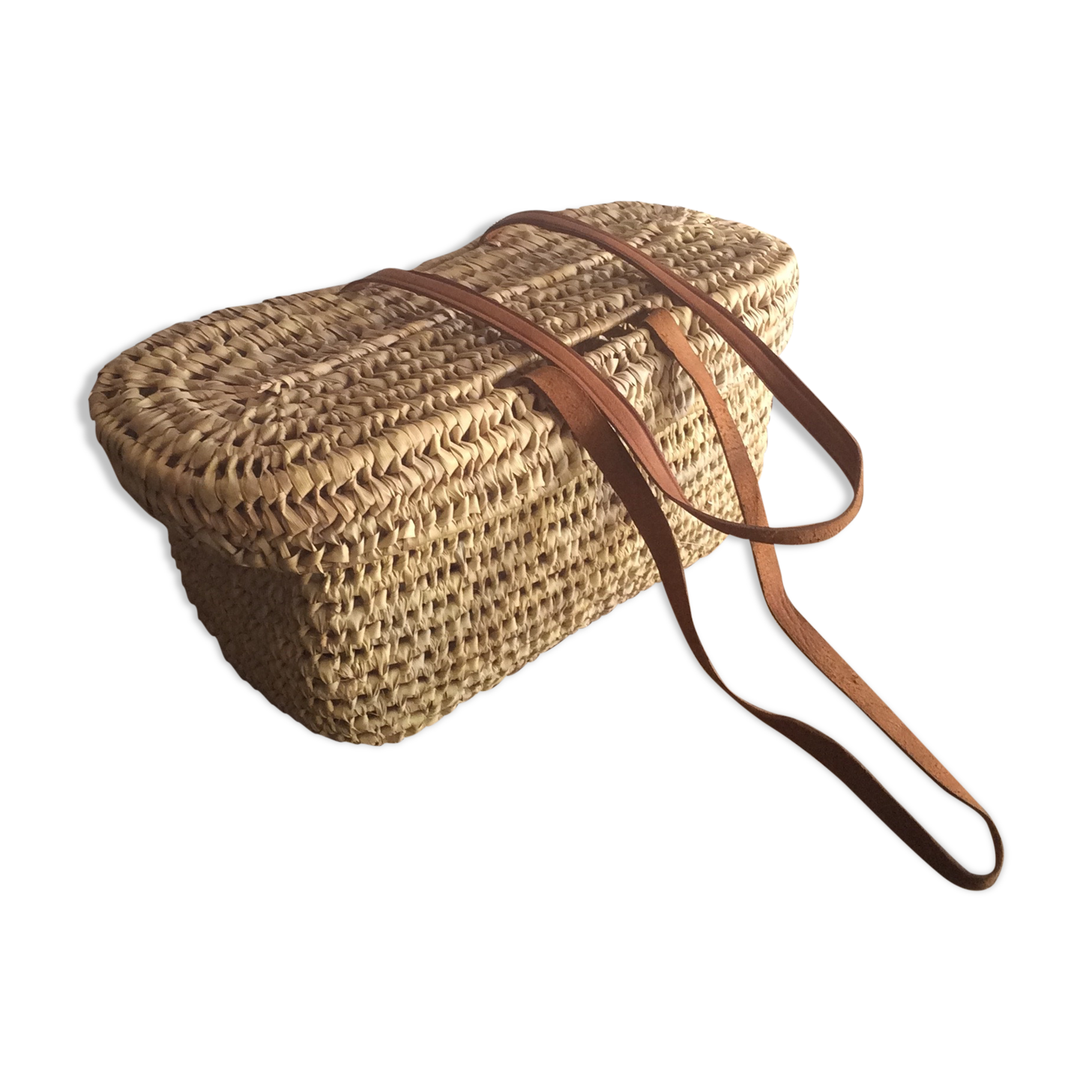 Basket wicker and leather
