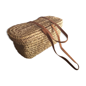 Basket wicker and leather