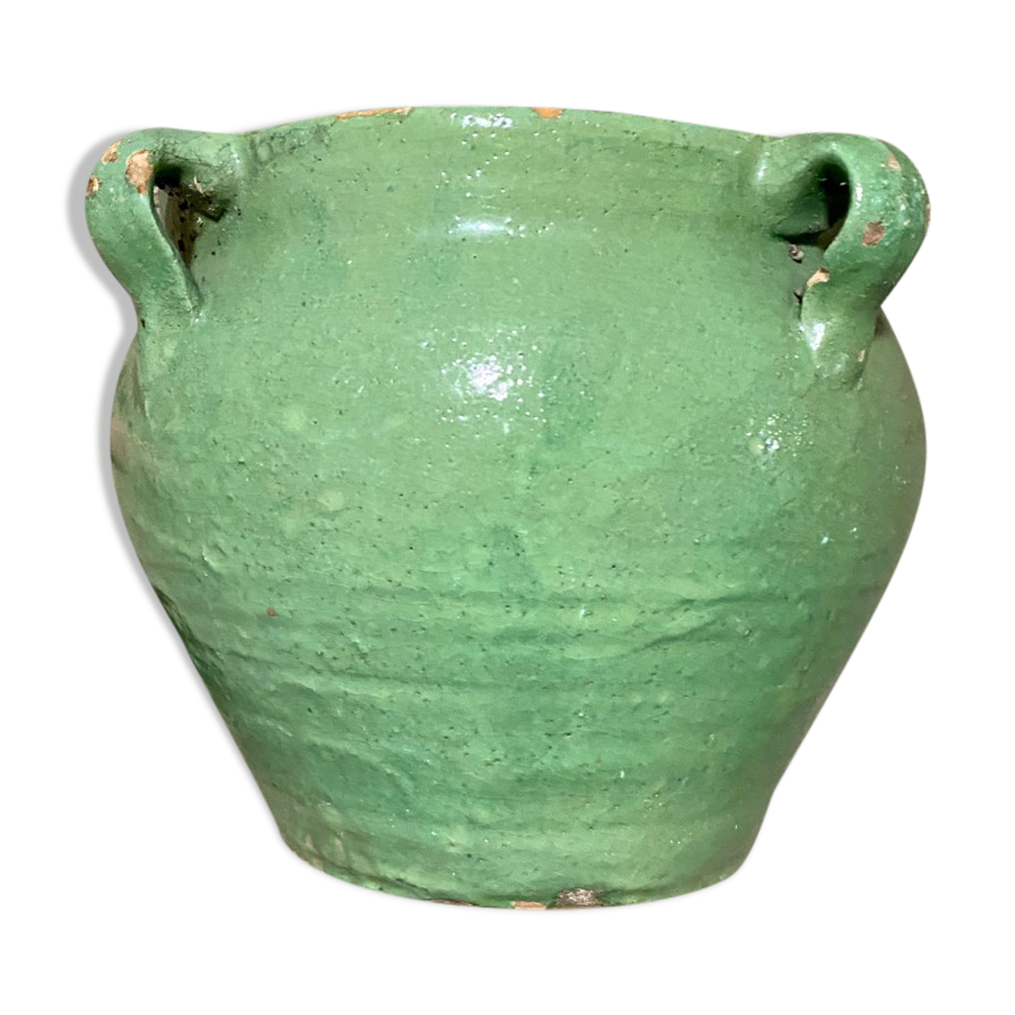 Green glazed terracotta pot