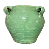 Green glazed terracotta pot