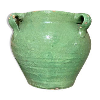 Green glazed terracotta pot