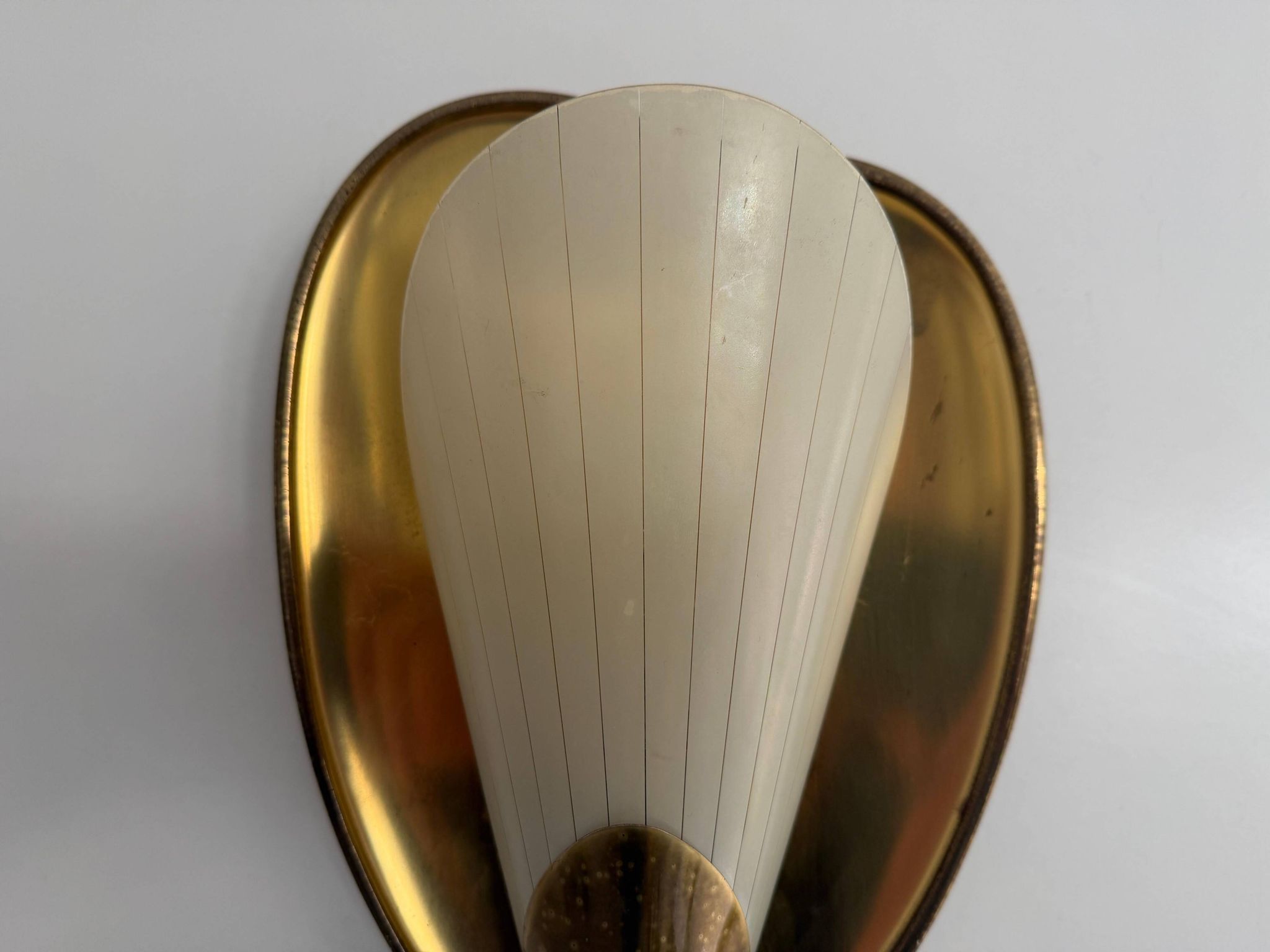 Pair of brass and glass wall lights from the mid-century, 1950s, Germany.