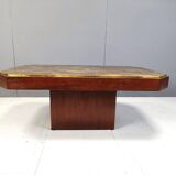 Table basse vintage en laiton gravé des années 1970