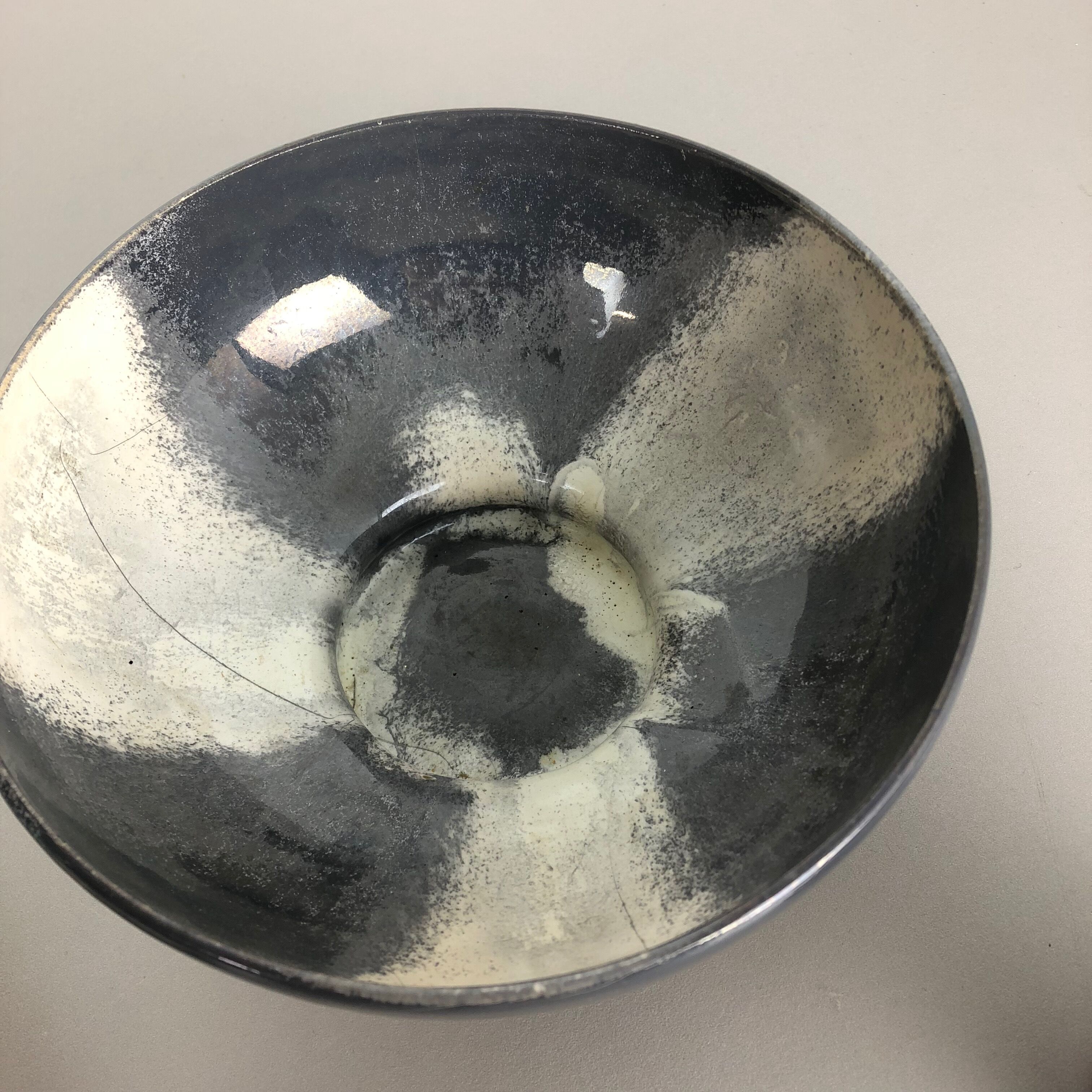 Set of 3 grey ceramic studio pottery vase objects by Otto Keramik, Germany 1980s