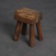 Robust primitive solid wood stool, Europe, 1970s