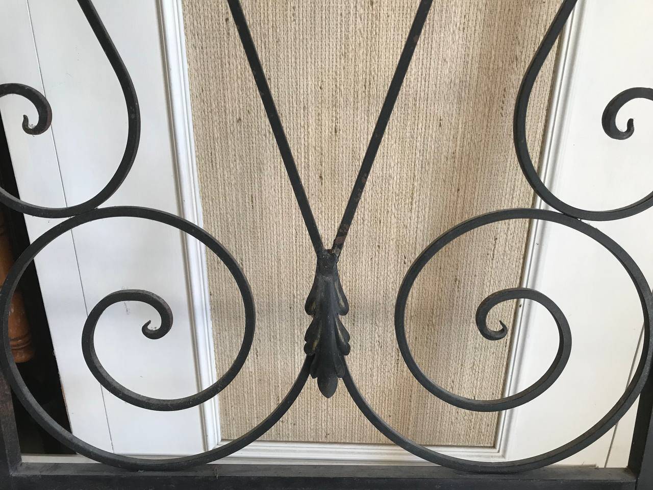 Wrought iron coat rack and shelf