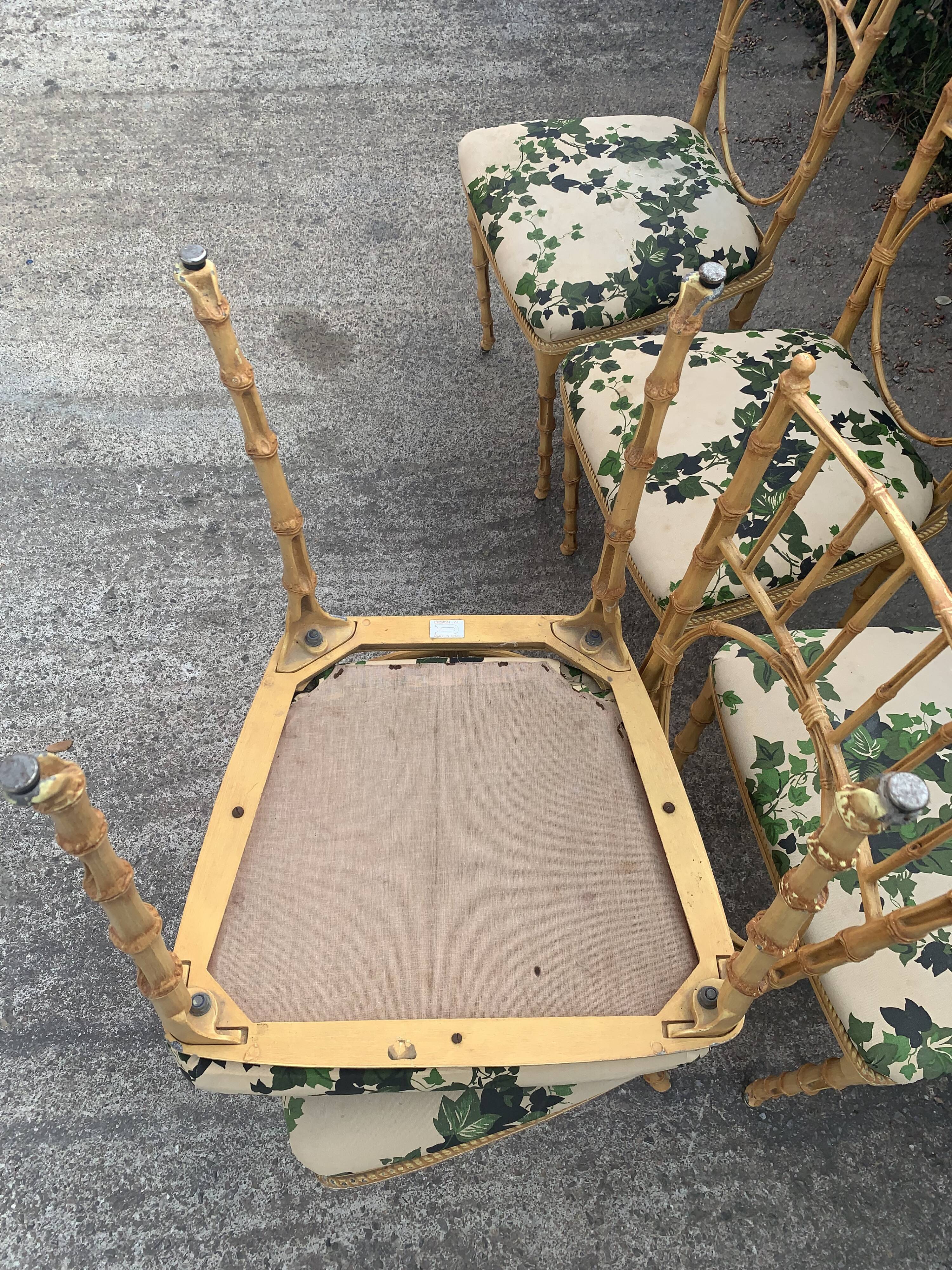 Vintage wrought iron bamboo chairs