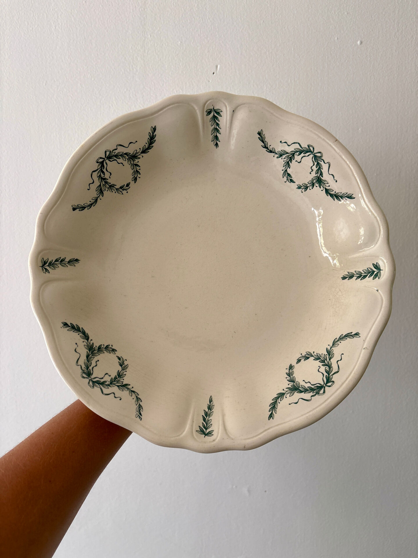 Compote dish or antique footed plate in ironstone - Villey de Longc