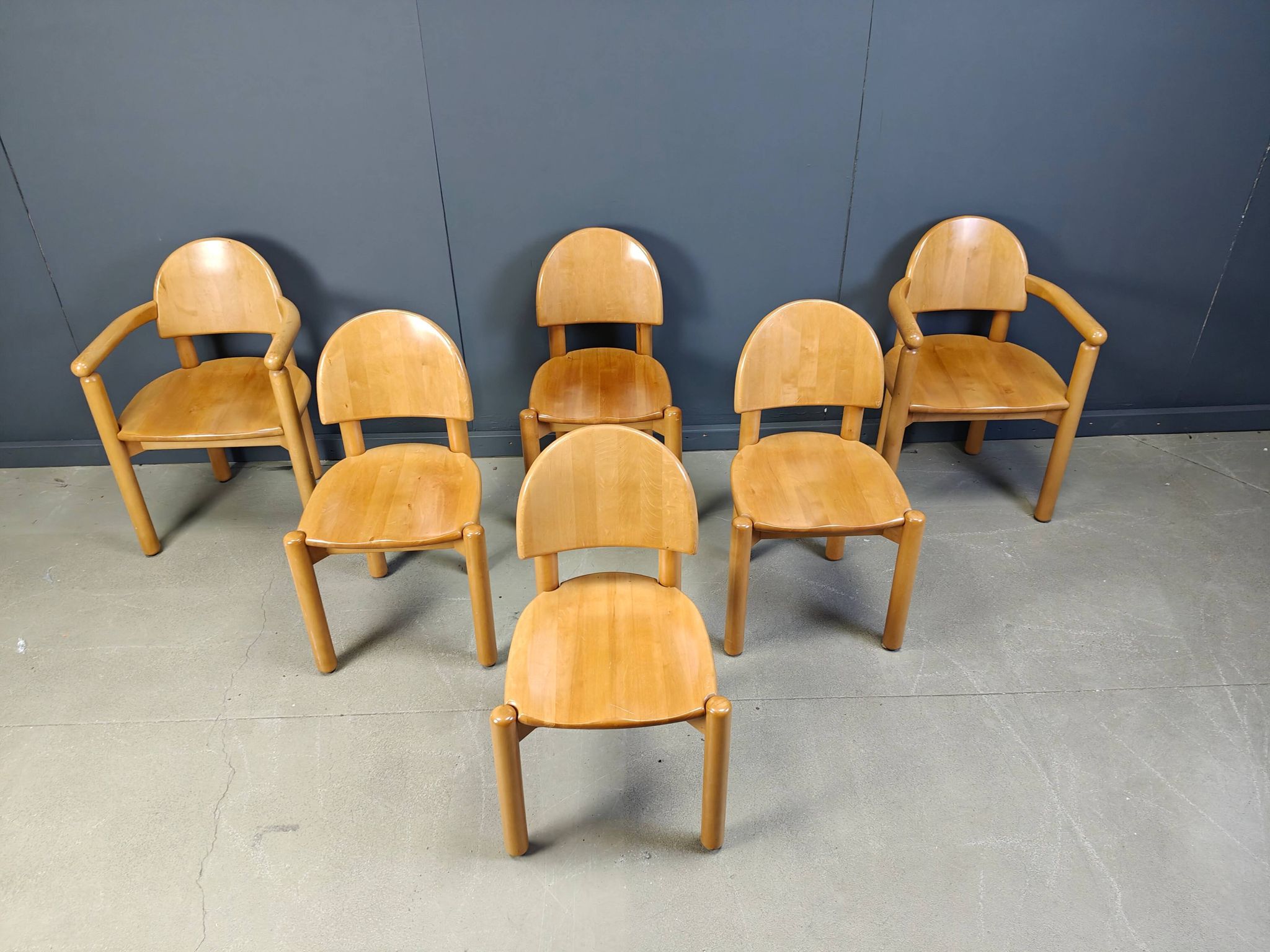 Rainer Daumiller pine wood dining chairs for Hirtshals Savvaerk set of