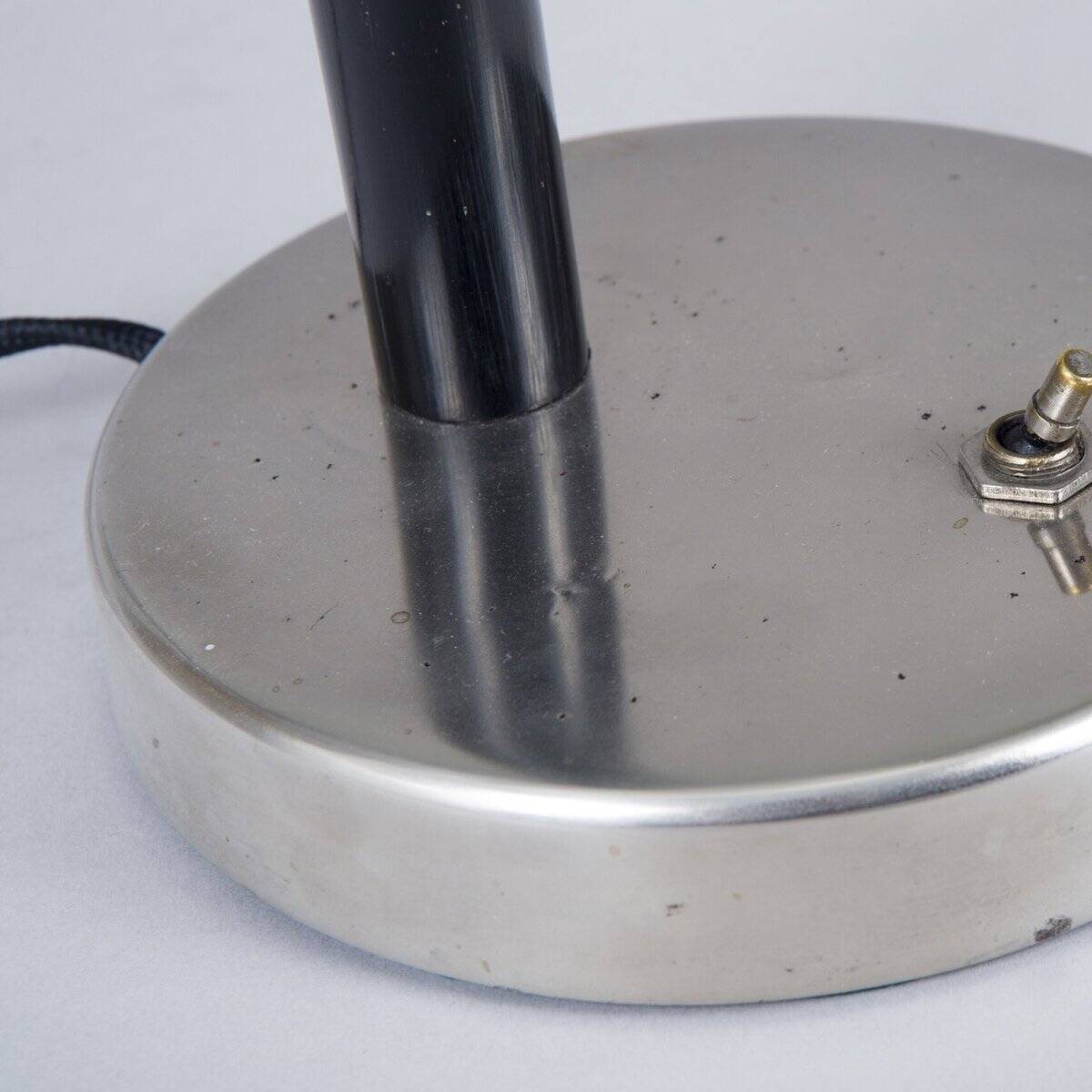 Art Deco Table Lamp in Nickel-Plated Steel and Oak, Czech, 1920s