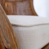 Louis XV style carved armchair with double sided cane work on the side panels