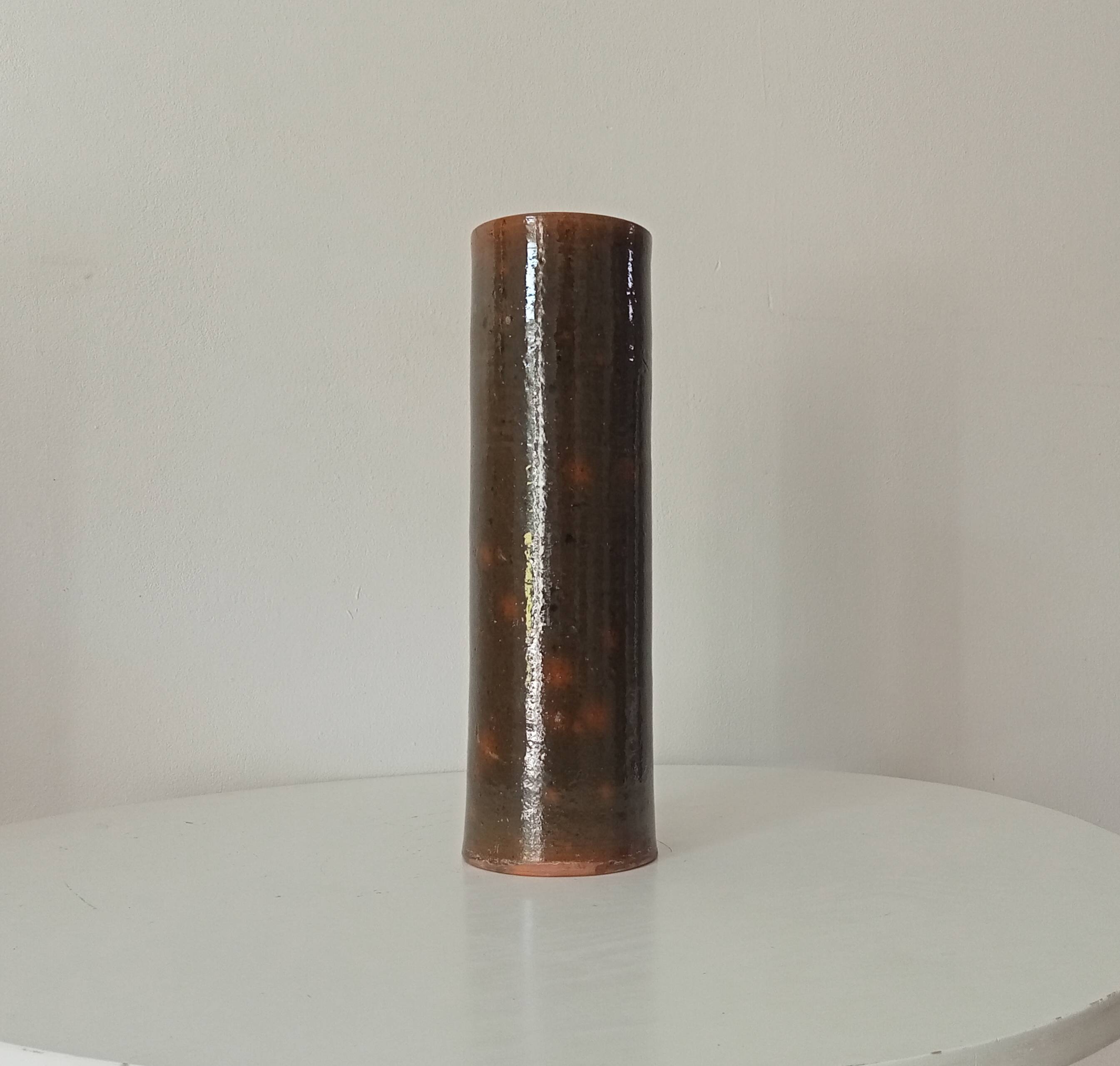 Vase rouleau vintage en grès années 50