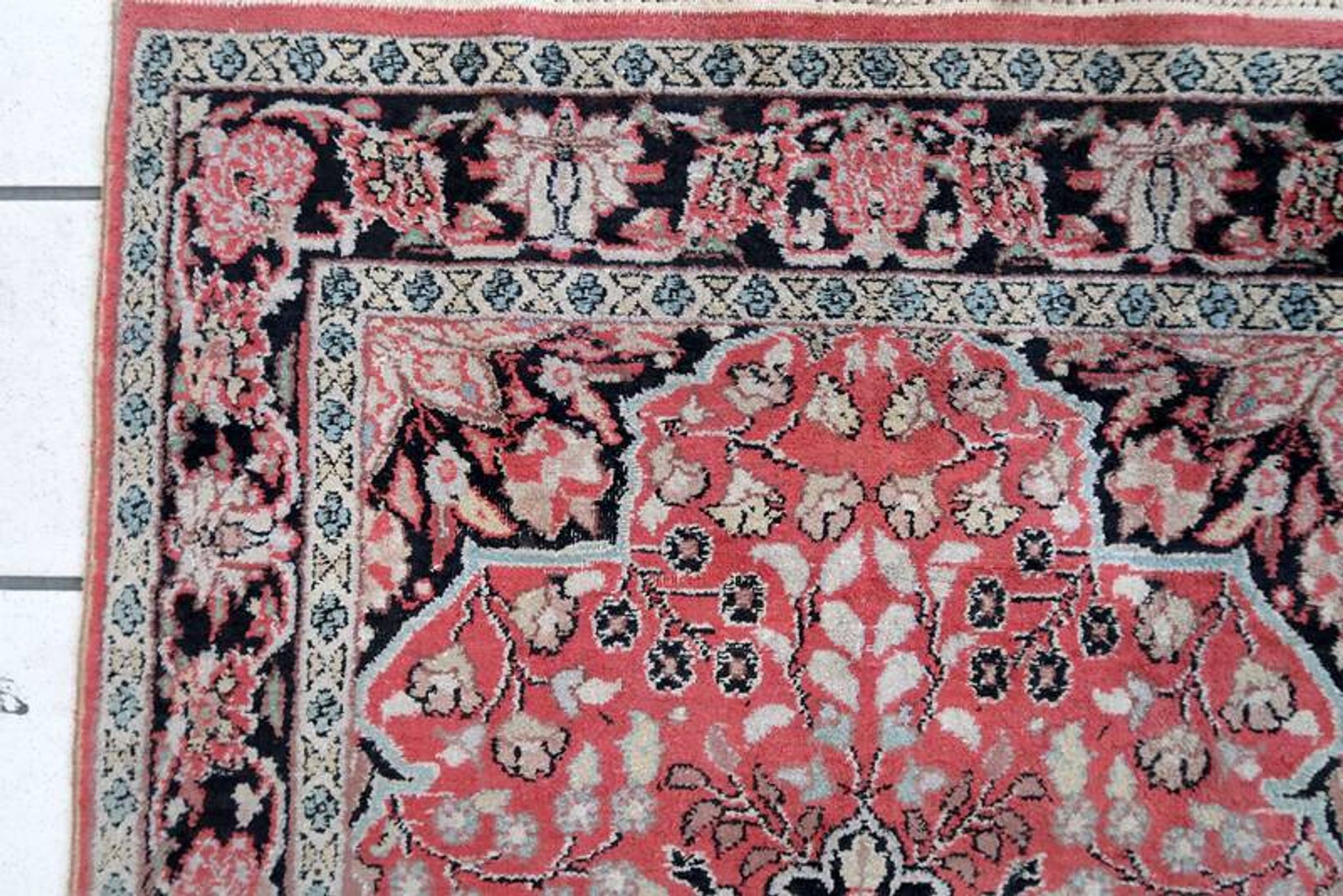 Tapis Tabriz Vintage Fait Main en Laine du Cachemire – 78 x 129 cm