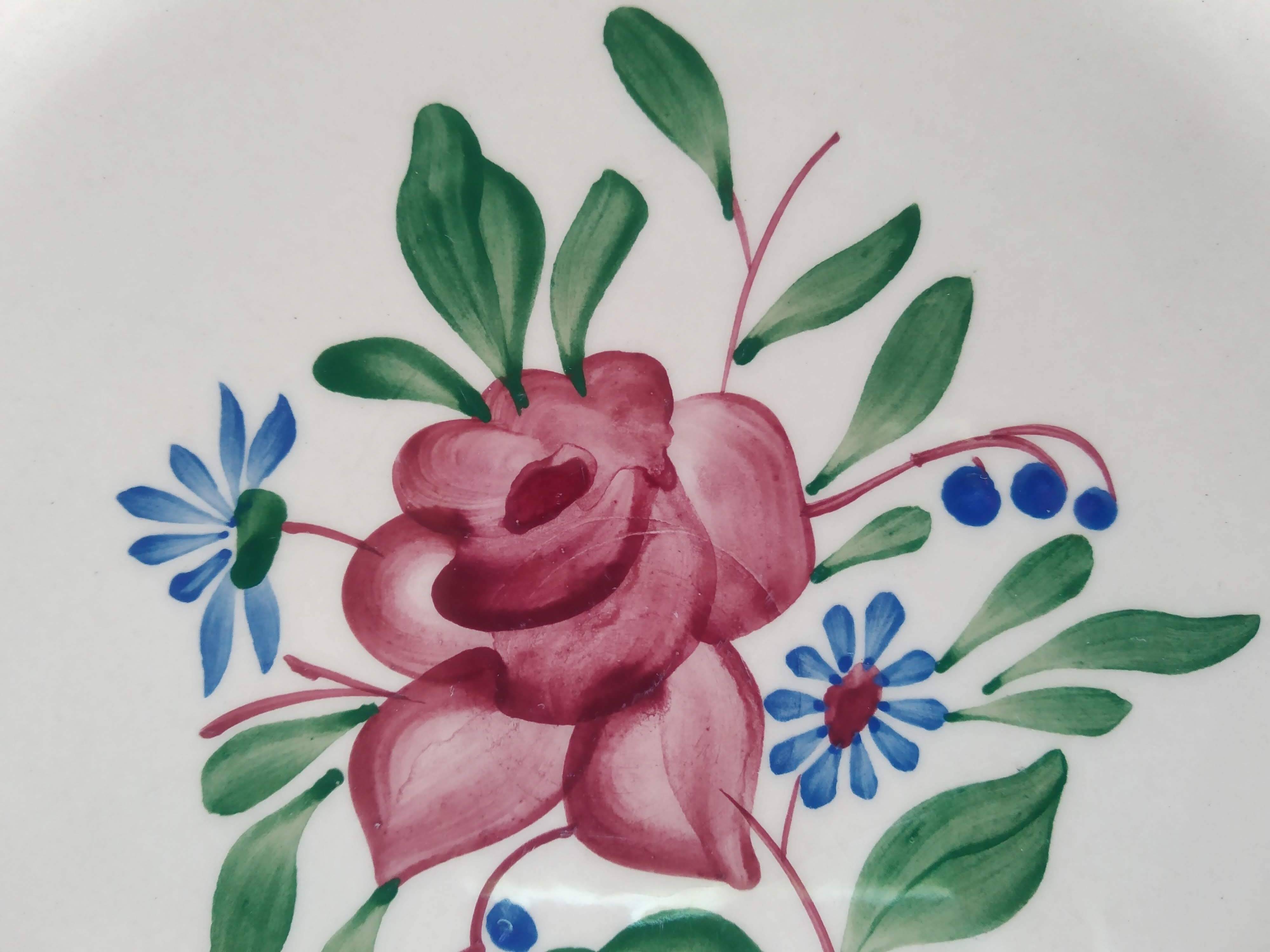 6 Digoin Hand-Painted Flower Plates