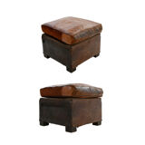 Club armchair and leather ottoman