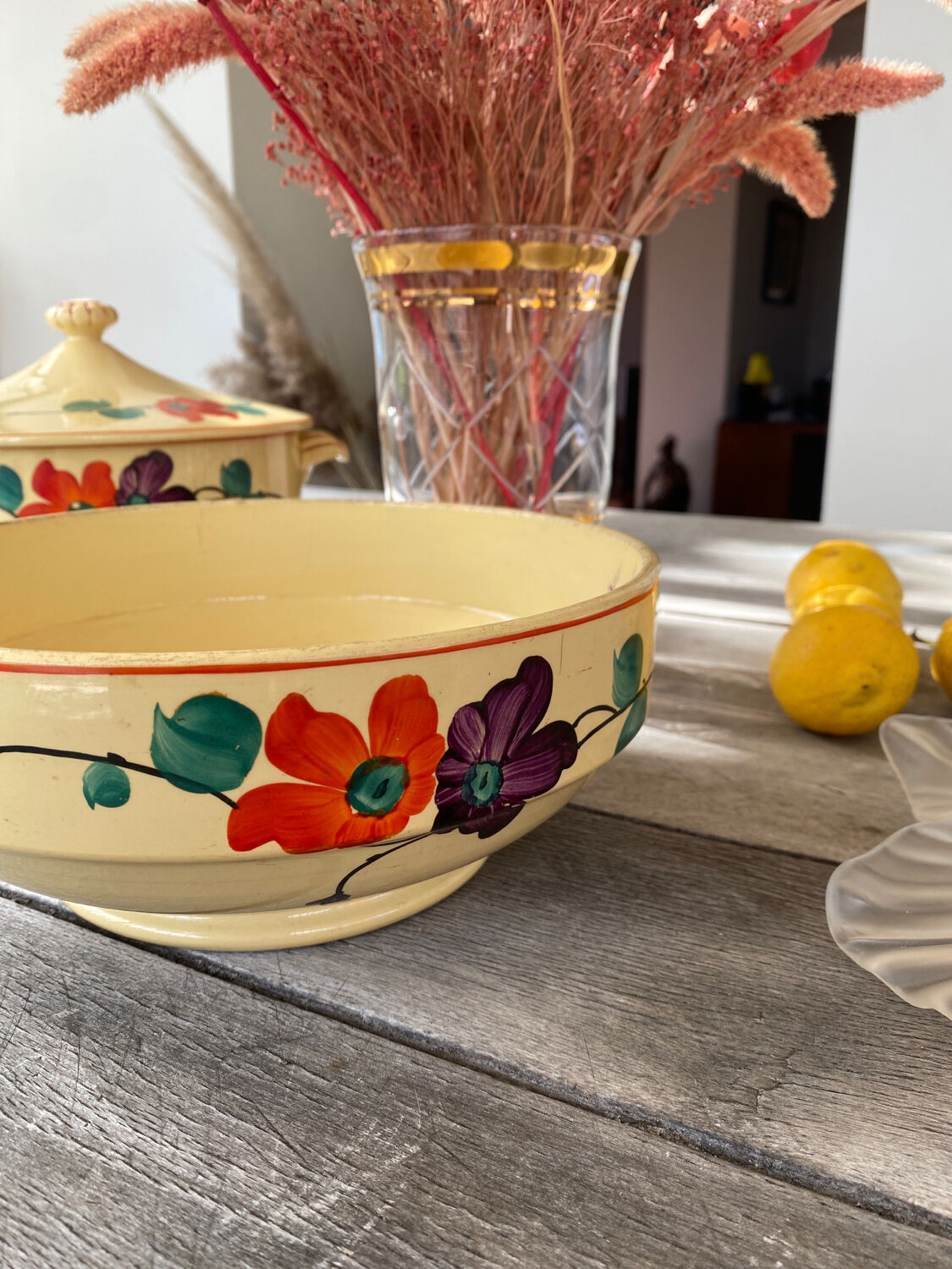 Salad bowl earthenware Sarreguemines model Ginette