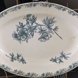 Old oval ceramic dish from Sarreguemines Flore model