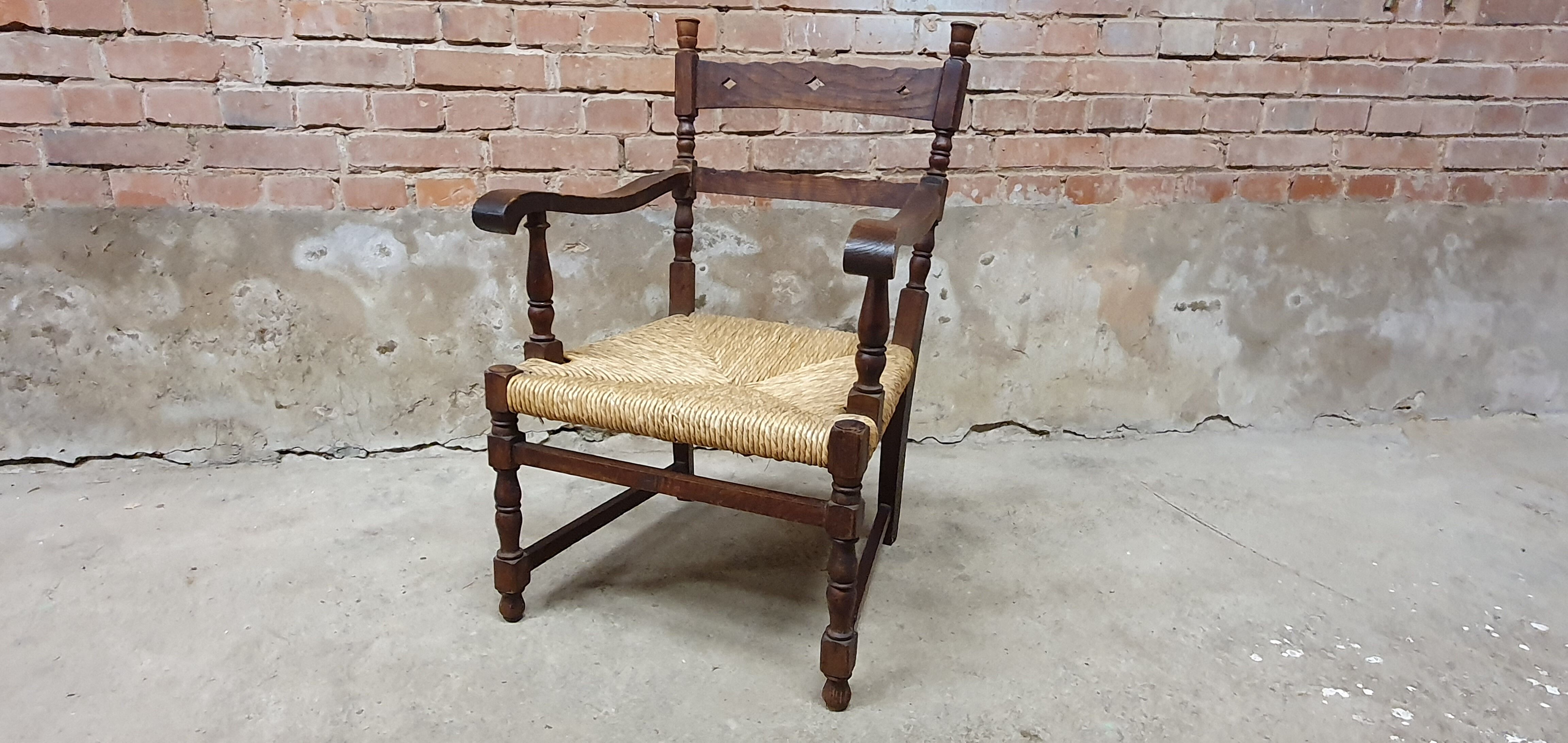 Vintage armchair in ash and cane