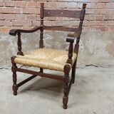 Vintage armchair in ash and cane