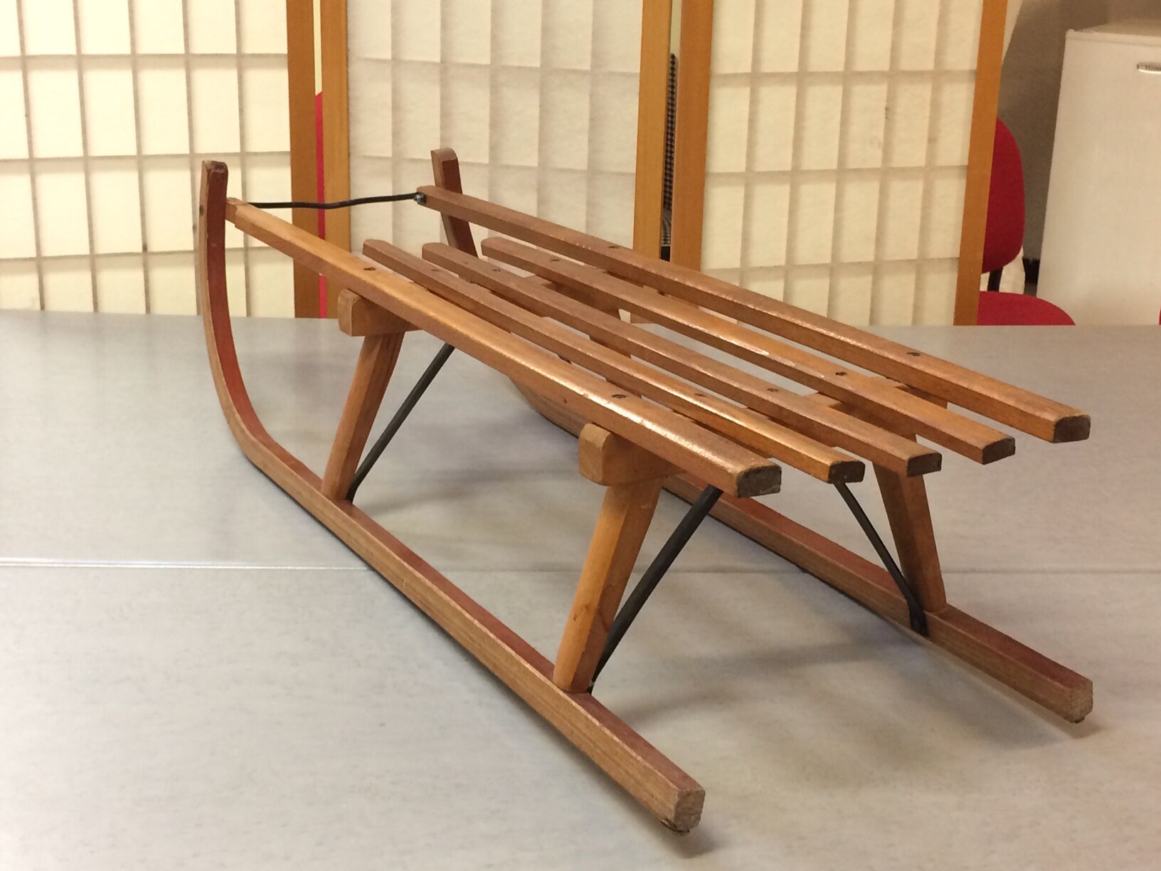 Vintage beech sledge Davos Germina 60/70 made in Gdr