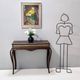 Vintage Rectangular Solid Walnut Console Table with Engraved Mirror Motif, Italy