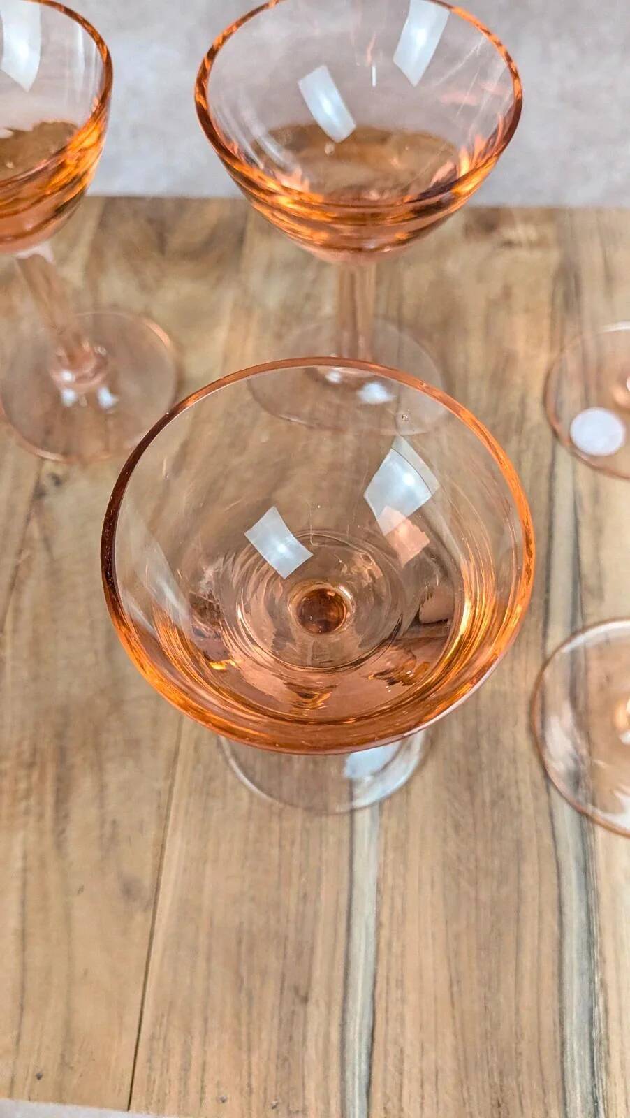 Plateau Portieux pink + 6 matching glasses