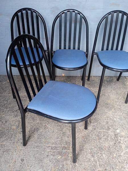 Lot de 4 chaises Malle Stevens metal epoque 1980
