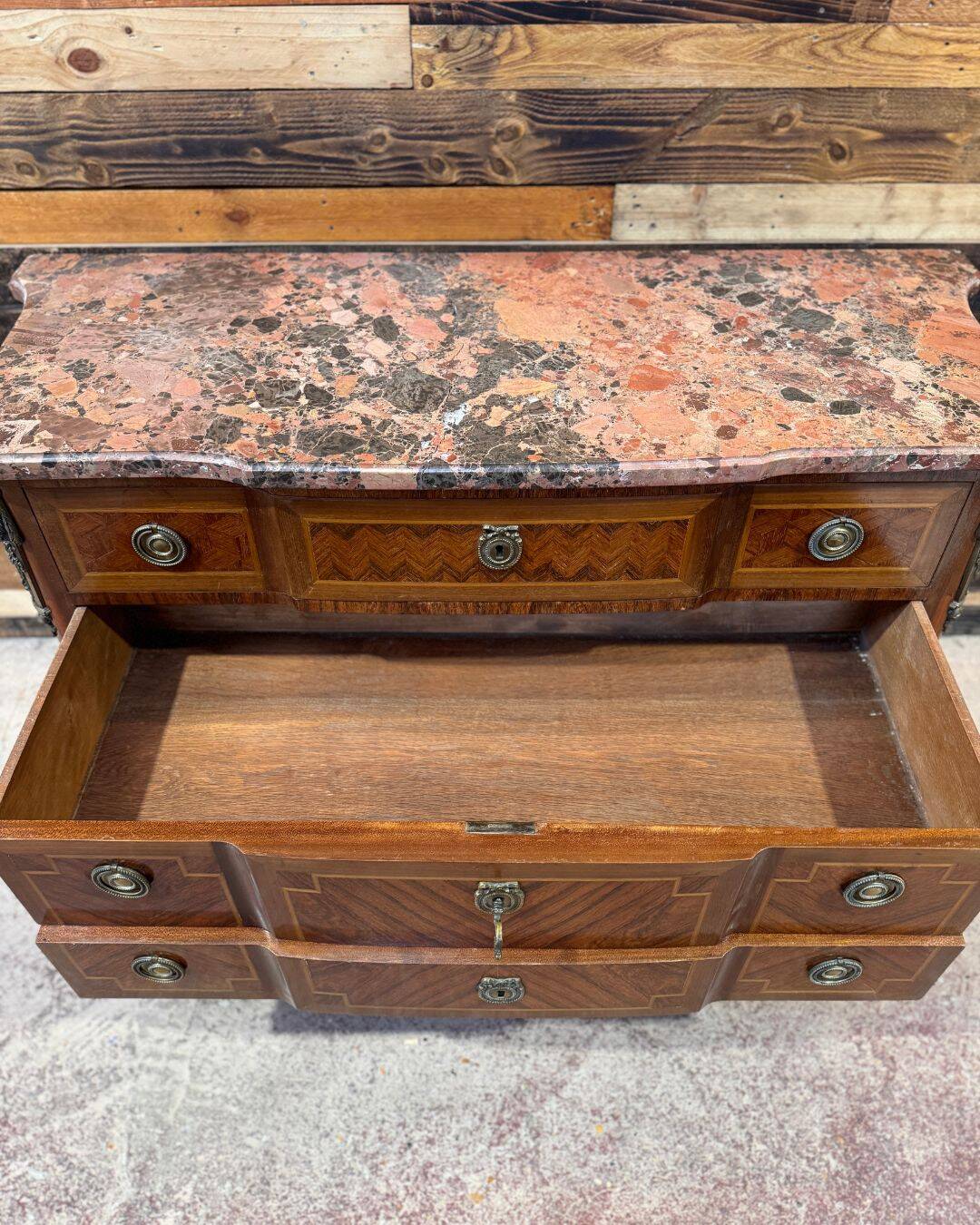 Transitional Louis XV / Louis XVI style chest of drawers