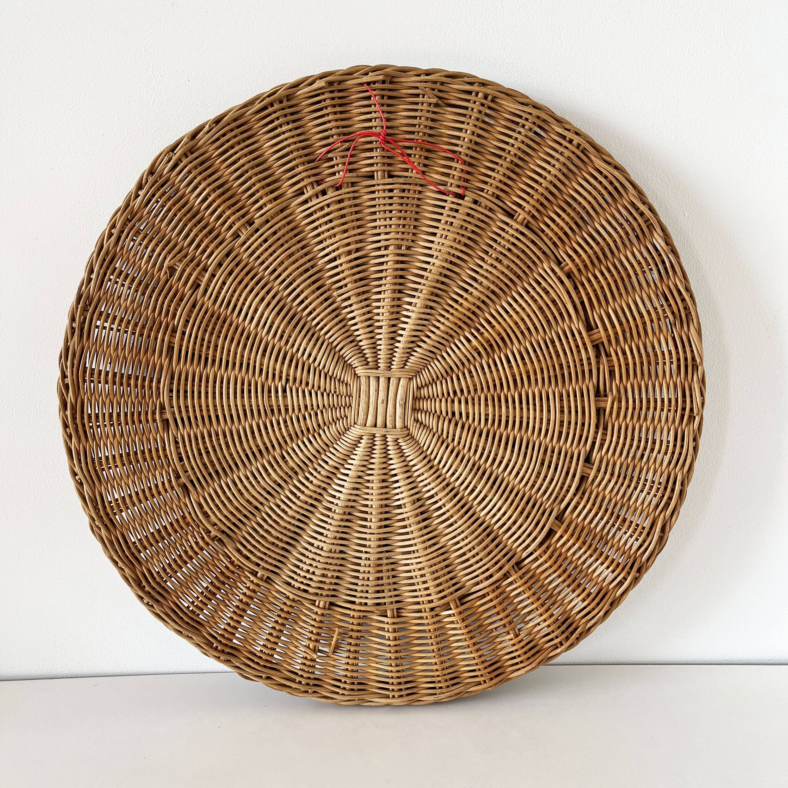 Round wicker mirror 1960