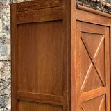 Vintage solid oak cross-braced wardrobe 1940