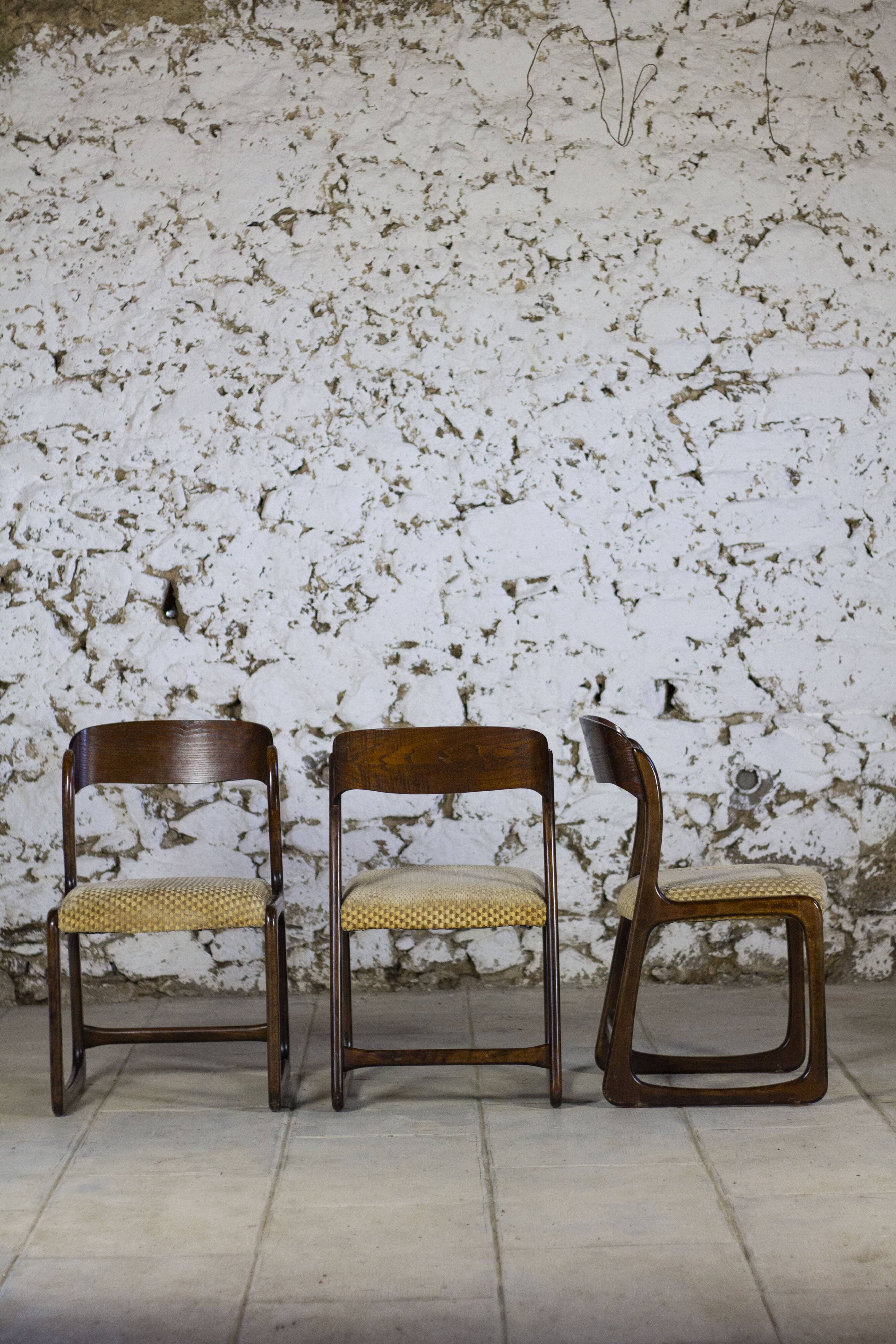 Set of 3 sleigh chairs by Baumann, 1960