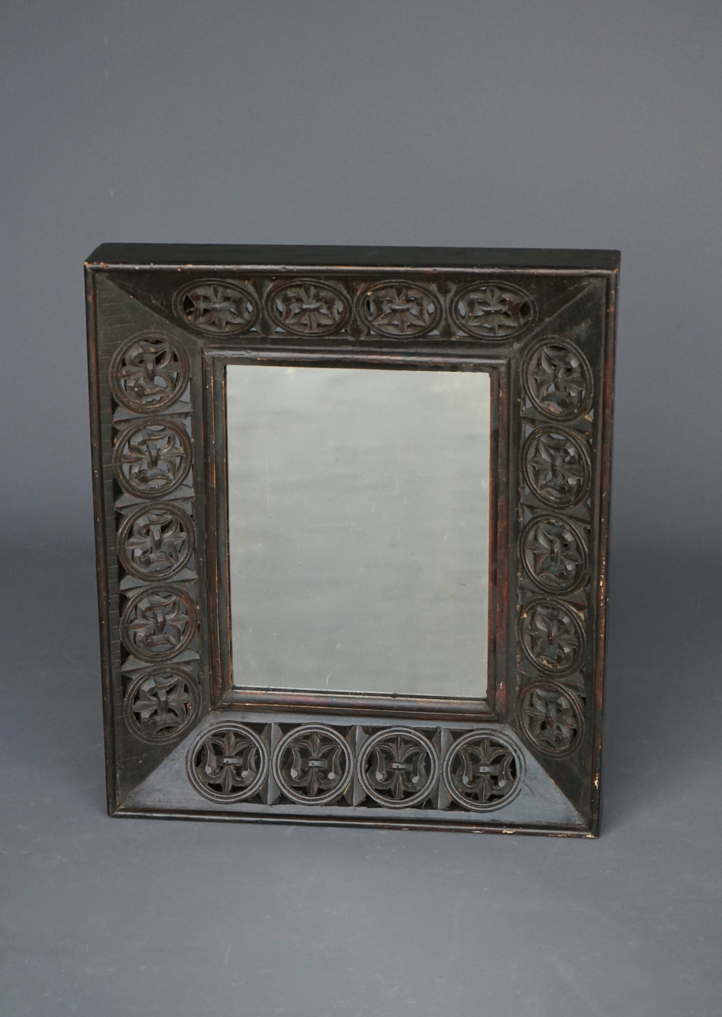 Miroir mural en bois à cadre profond