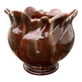 Flamed ceramic planter – in the style of Massier