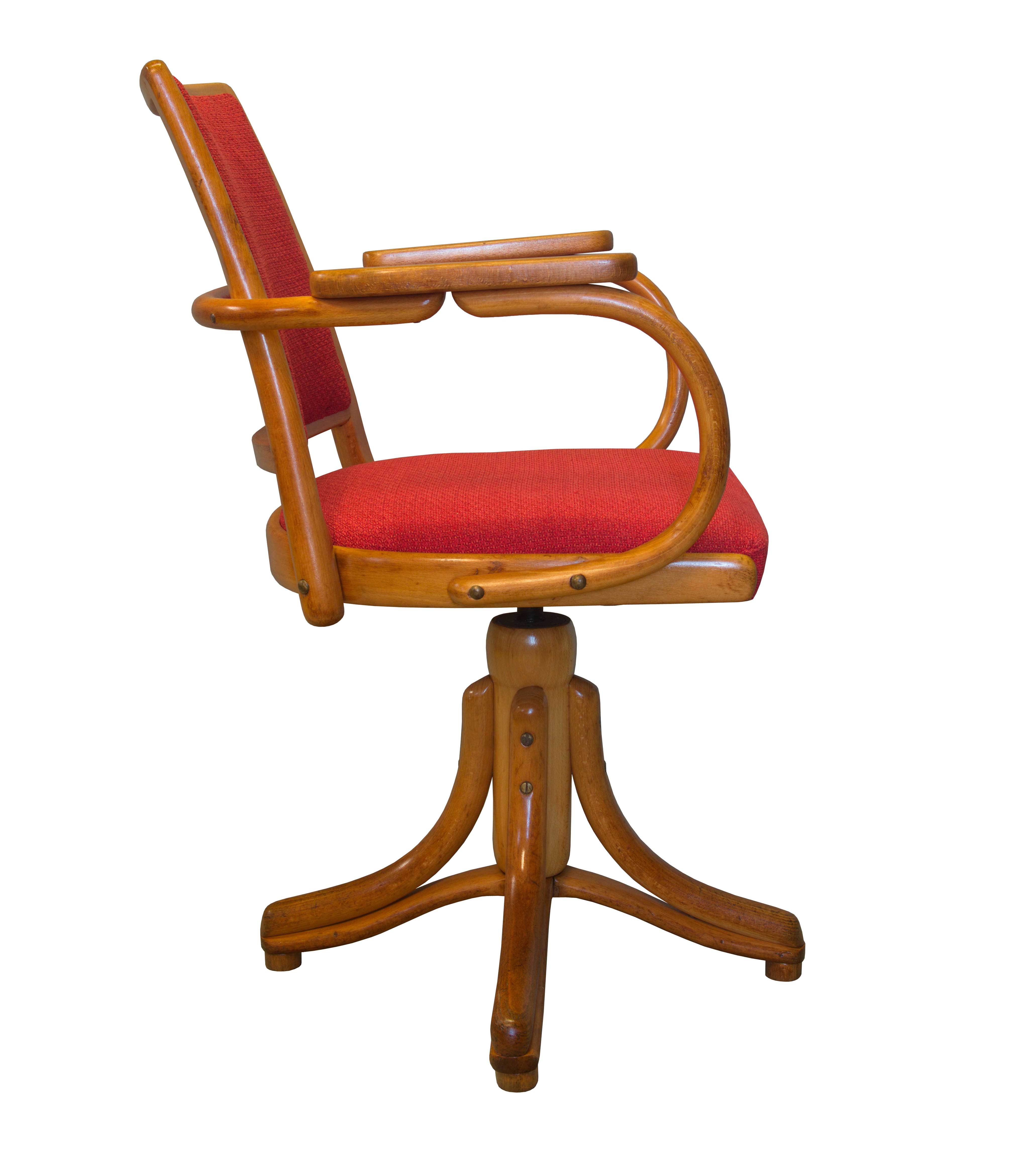 1950's Bentwood Swivel Armchair by Ligna Prague