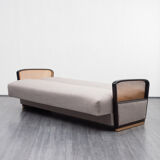 Couch 50s, refurbished, gray, caning