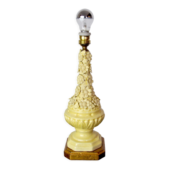 Lampe de table floral manises, céramique, espagne, 1970
