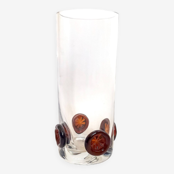 Vase cristal incrusté de bouton Années 70 Hauteur 25 cm