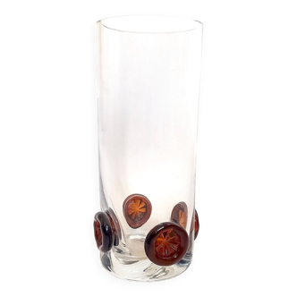 Vase cristal incrusté de bouton Années 70 Hauteur 25 cm