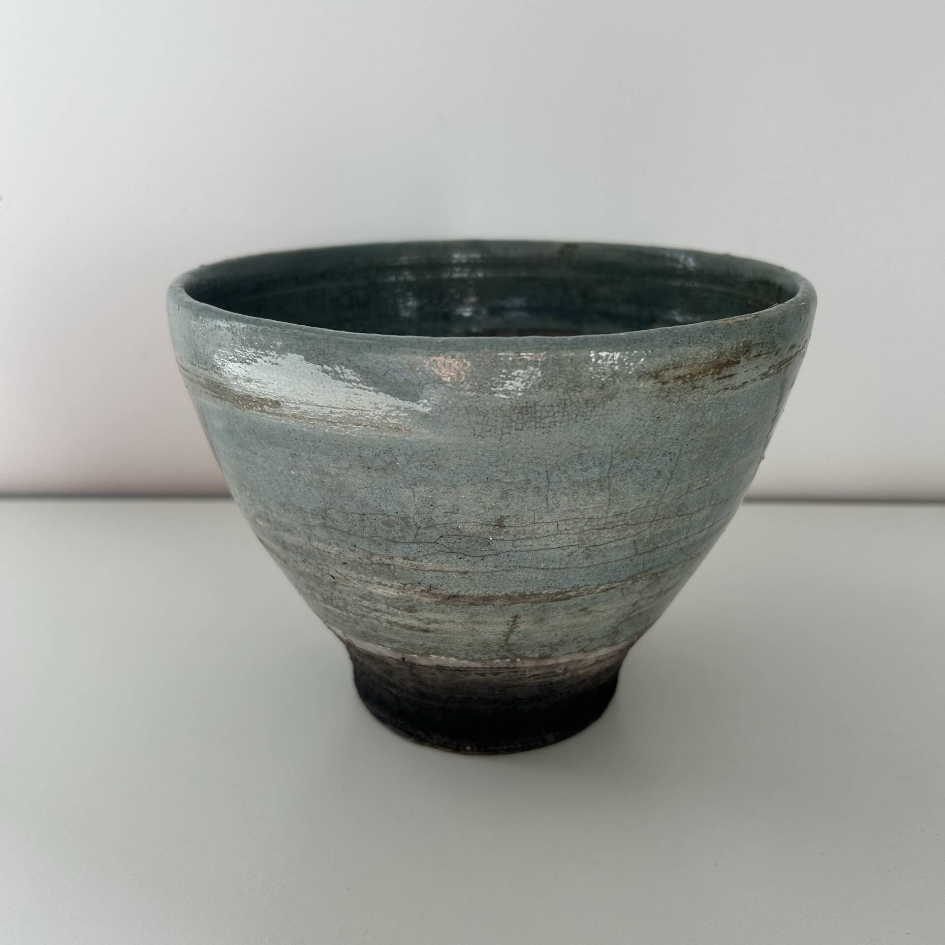 Celadon raku bowl