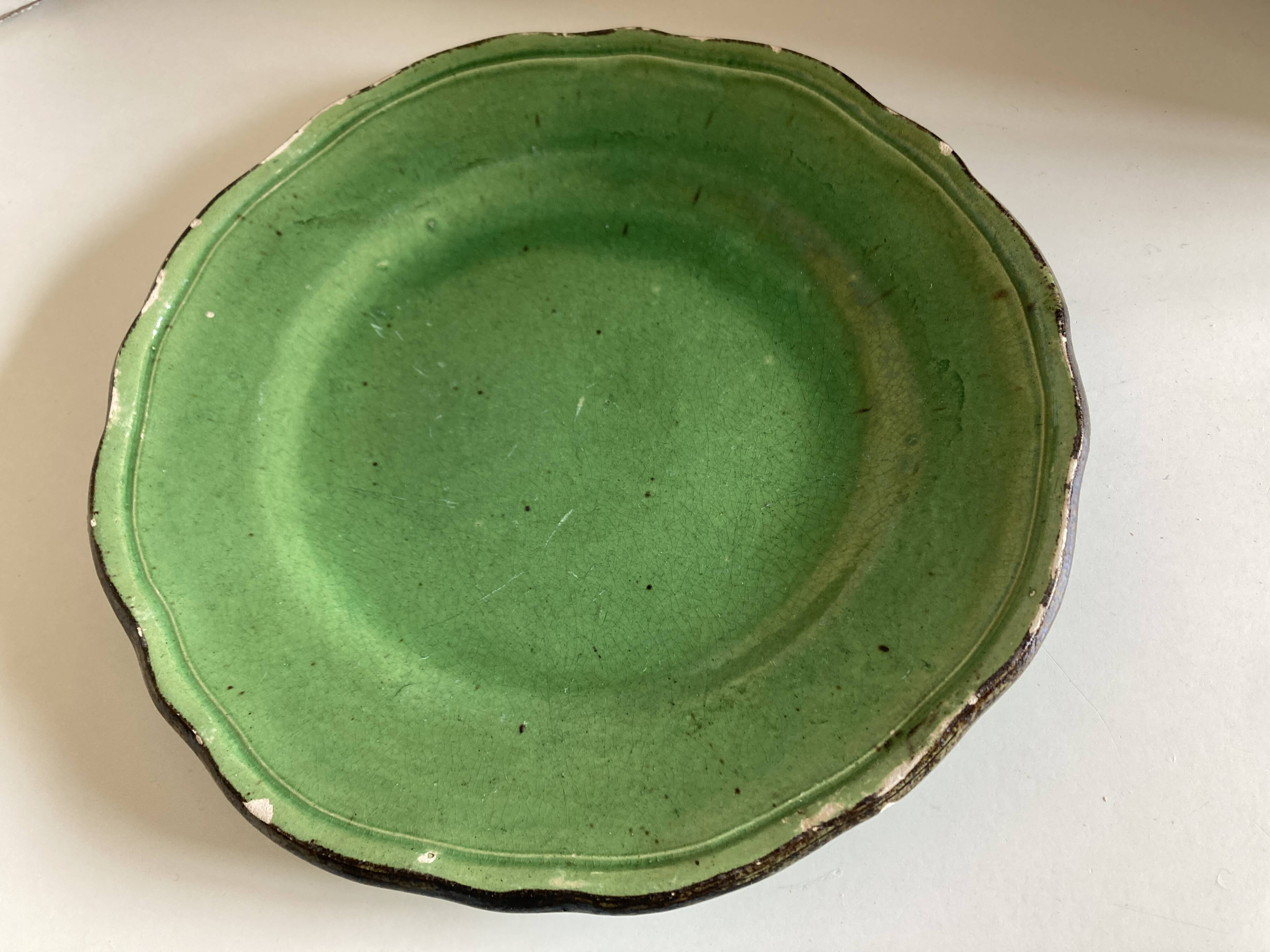 Plate Dieulefit in glazed stoneware with flutes Etienne Noel 1950