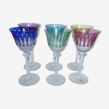 6 verres à vin de couleur St Louis Tommy