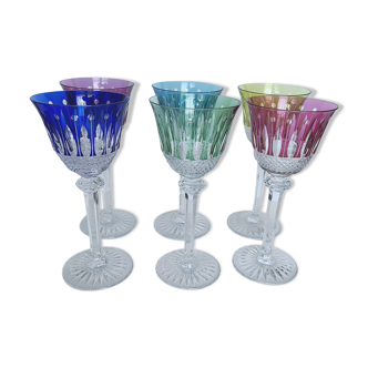 6 St Louis Tommy coloured wine glasses