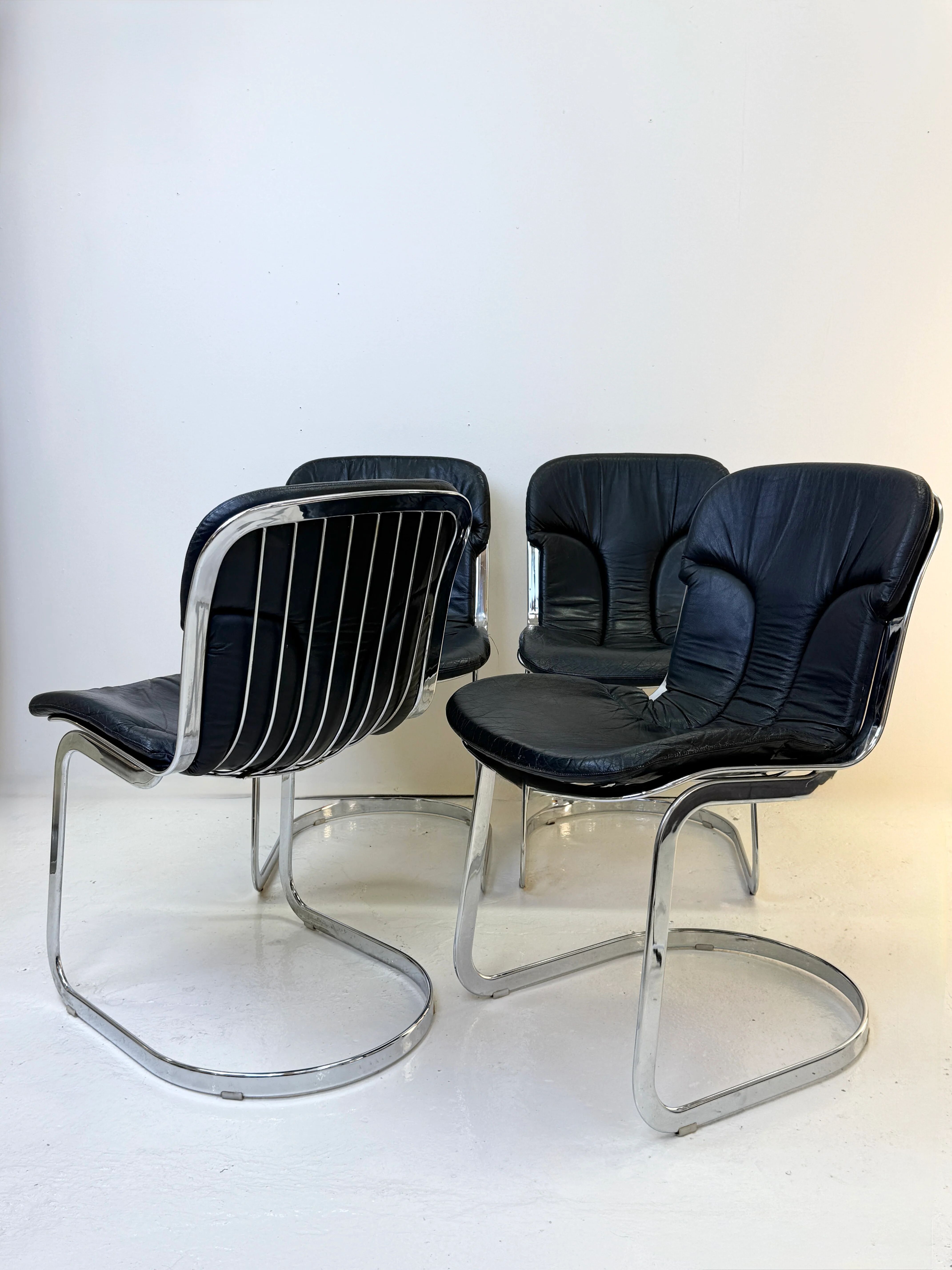 Set of 4 chairs by Willy Rizzo, 1970s