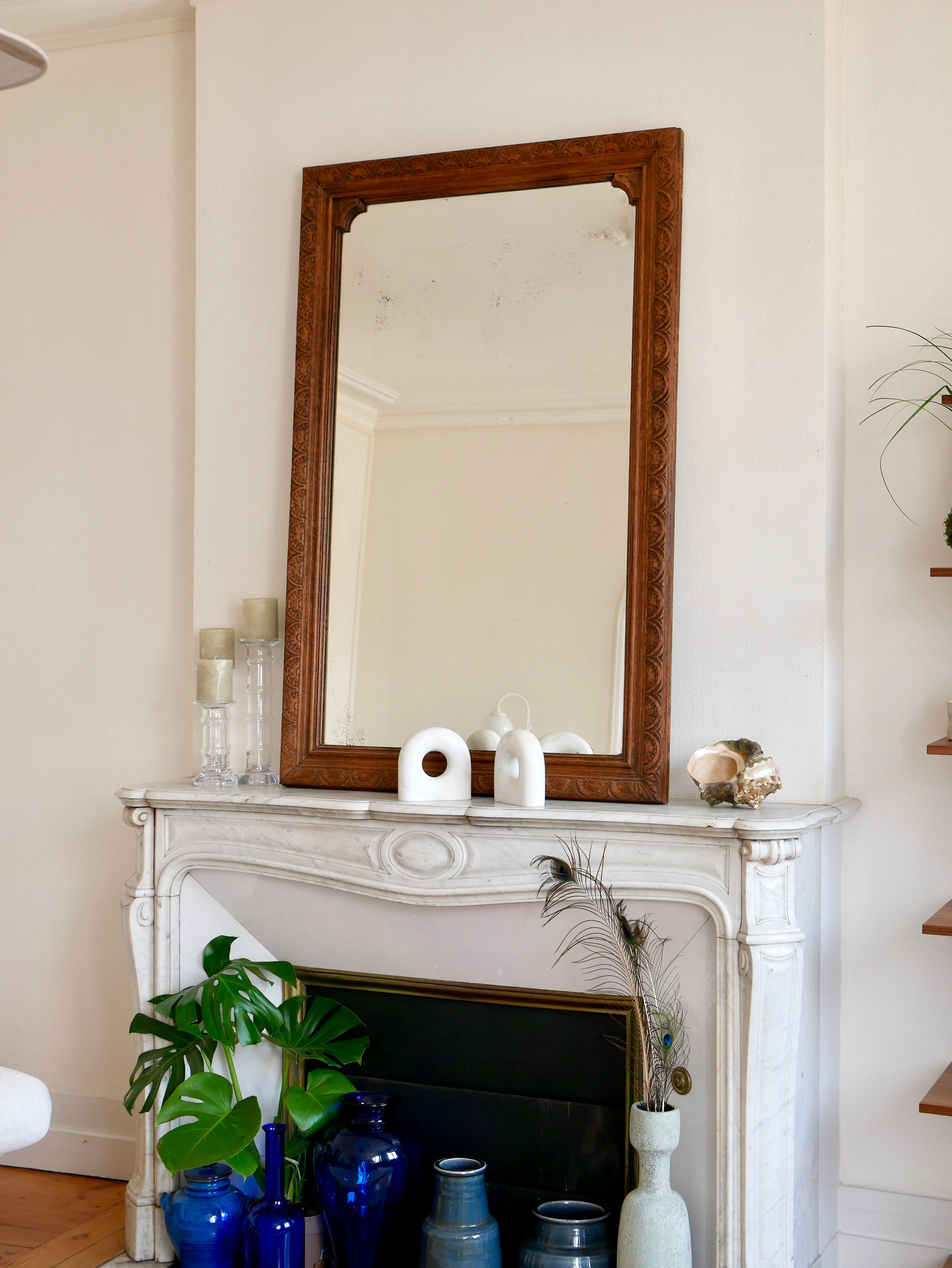 Carved wooden mirror 149x95cm