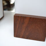 Pair of Louis Kalff opaline and teak wall lamps