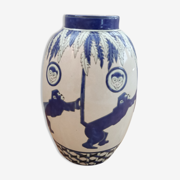 Round vase of monkeys "Keralouve"