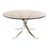 Table basse chromée avec plateau en verre fumé 'Ostrau'