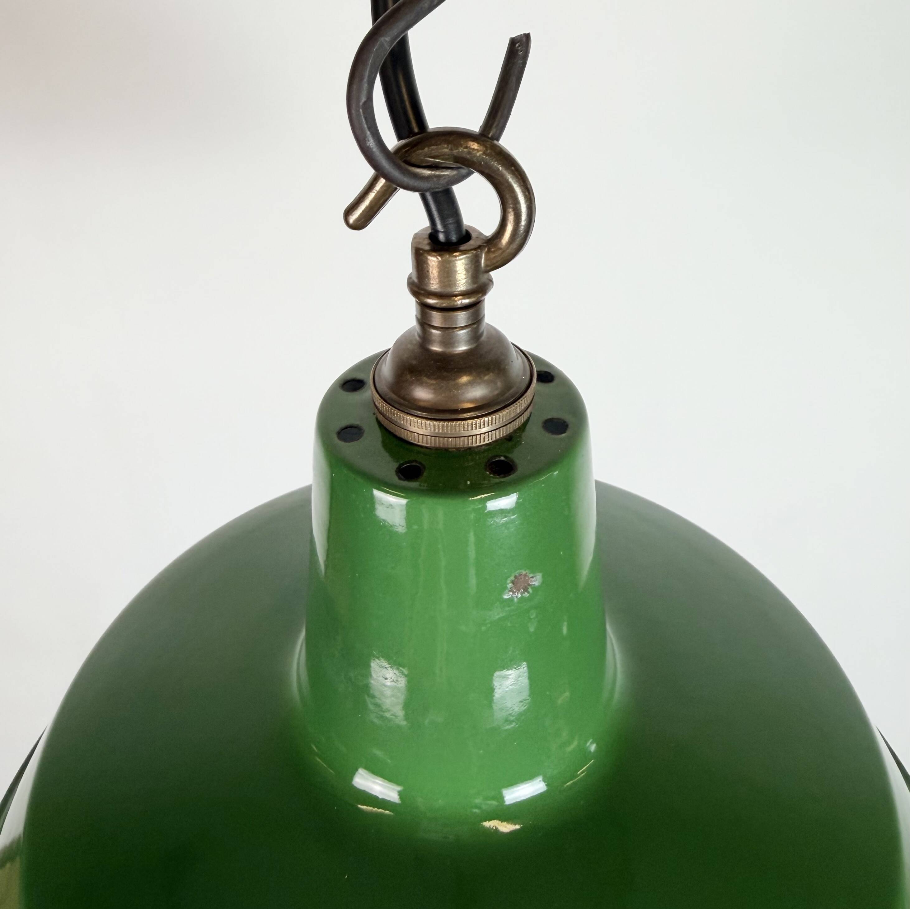 Industrial Green Enamel Factory Pendant Lamp from Revo, 1950s