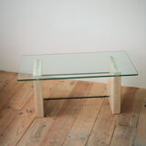 Travertine Marble Table with glass