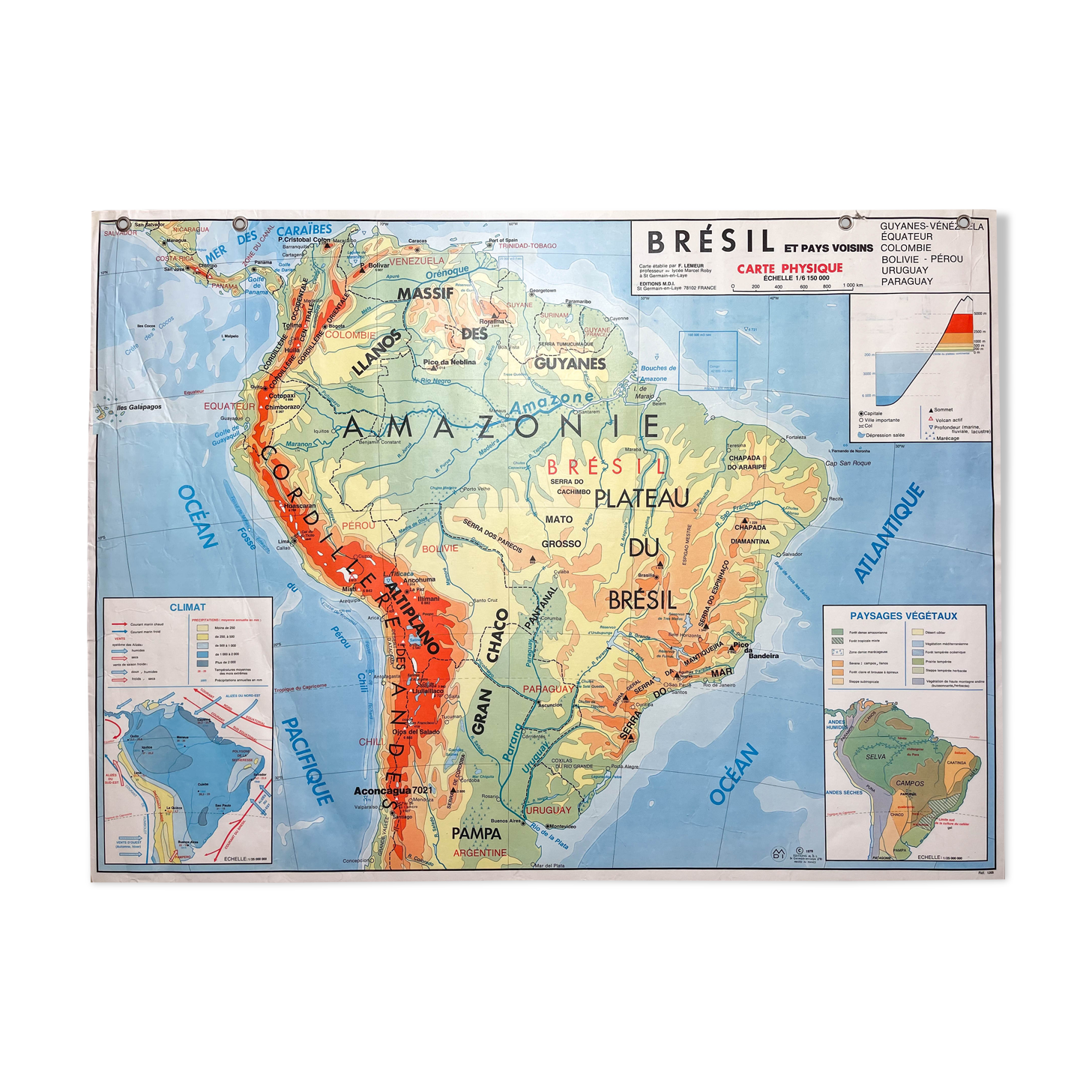 School map brazil vintage mdi year 1978